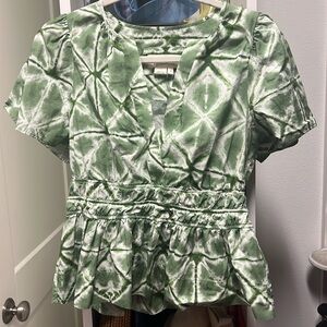 Anthropologie by Anthropologie green tie dye blouse size medium